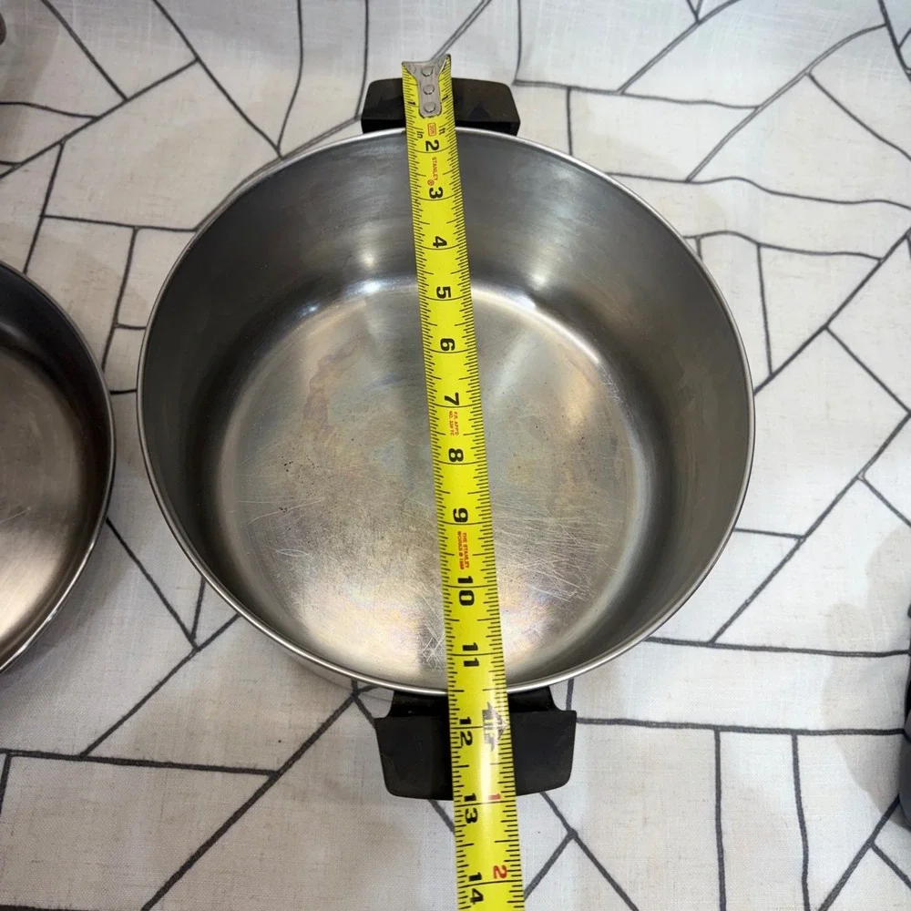 Revere Ware Copper‎ Bottom Cookware 6 Qt Pot 10 in Skillet Silver Vintage Set